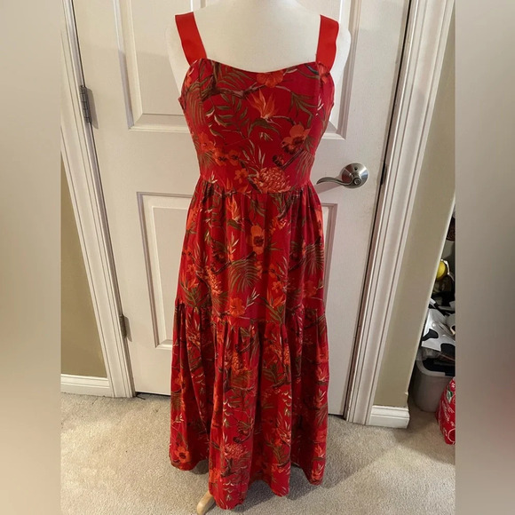 Beautiful Tropical Red Christian Lacroix maxi sundress-Size Small - Picture 1 of 9